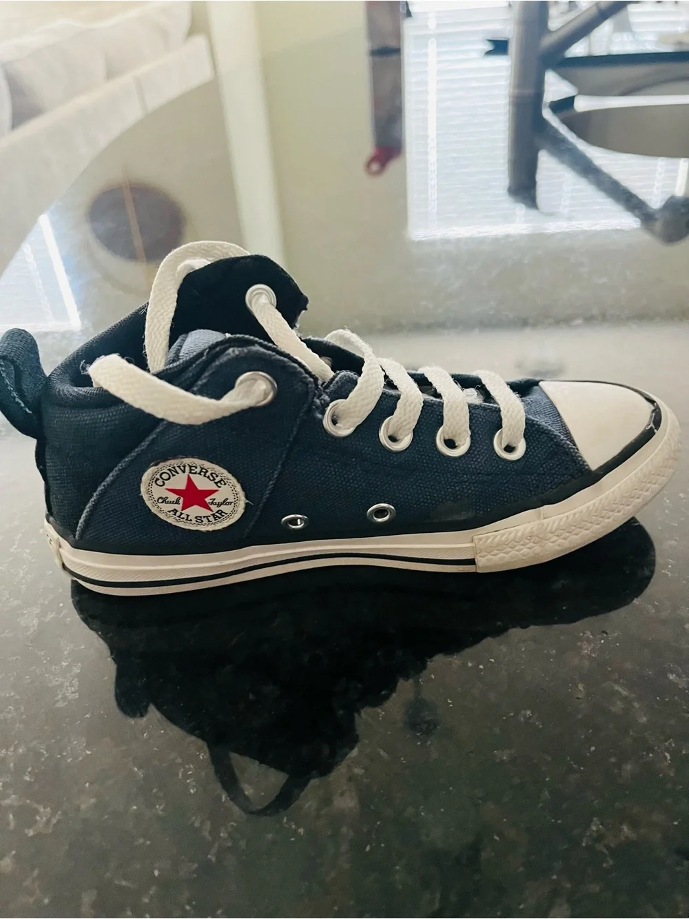 Converse Kids Navy Canvas Low-Top Sneakers with White Laces